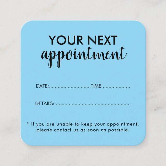 Trendy Modern Salon Appointment Reminder Card (Front)