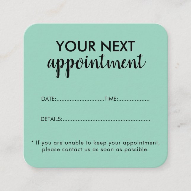 Trendy Modern Salon Appointment Reminder Card (Front)