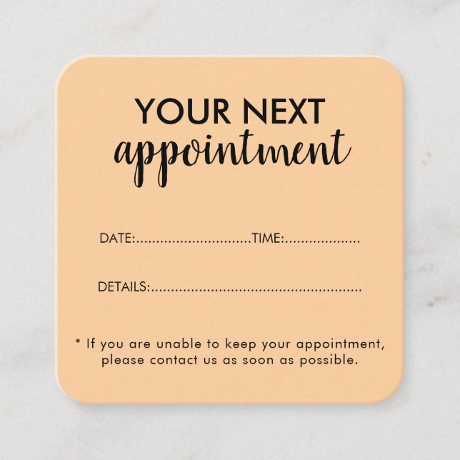 Trendy Modern Salon Appointment Reminder Card (Front)
