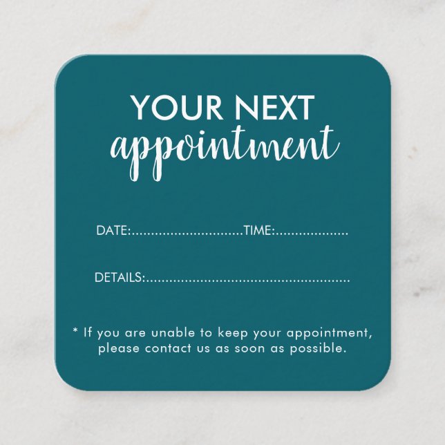 Trendy Modern Salon Appointment Reminder Card (Front)