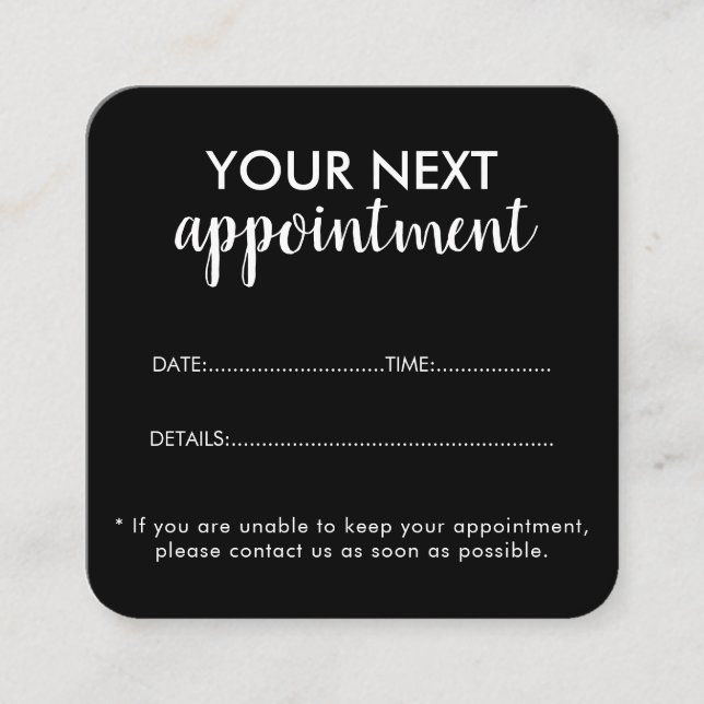 Trendy Modern Salon Appointment Reminder Card (Front)
