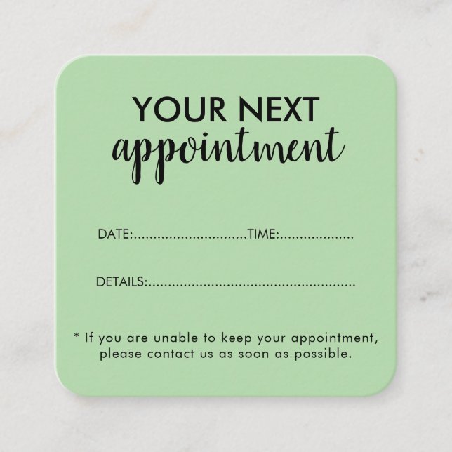 Trendy Modern Salon Appointment Reminder Card (Front)