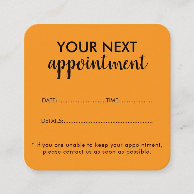 Trendy Modern Salon Appointment Reminder Card (Front)