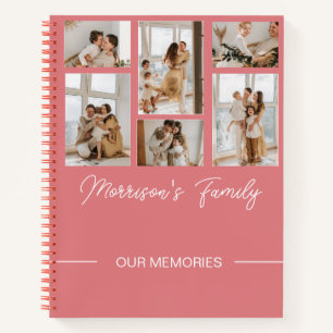 Trendy Modern Script Family Name & Photo Collage Notebook