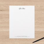 Trendy Modern Script Minimalist Personalized<br><div class="desc">Trendy Modern Script Minimalist Personalized Letterhead featuring your name in calligraphy script and you can also add contact details at the bottom. Personalize it by replacing the placeholder text. For more options such as to change the font, it's size or spacing click the "Edit" button. *Please note that the Zazzle...</div>