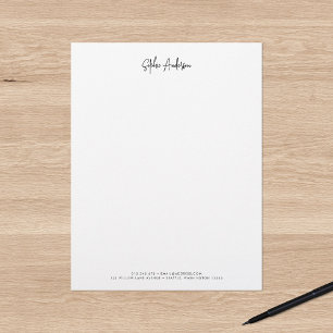Trendy Modern Script Minimalist Personalized Letterhead
