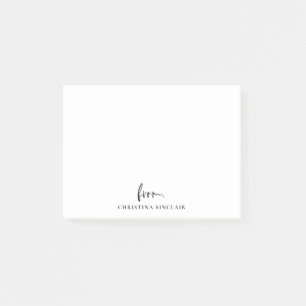 Trendy Modern Script Minimalist Personalized Post-it Notes