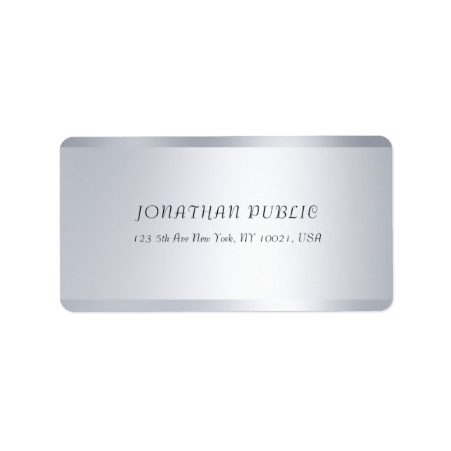 Trendy Modern Silver Elegant Simple Template Cool Label (Front)
