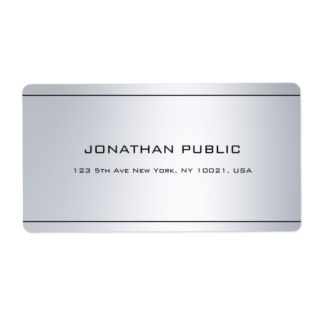 Trendy Modern Silver Template Shipping Address (Front)