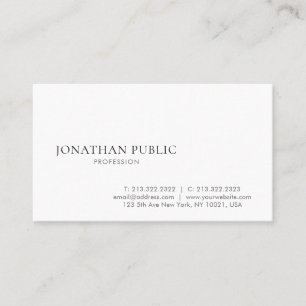 Trendy Modern Simple Design Elegant White Plain Business Card