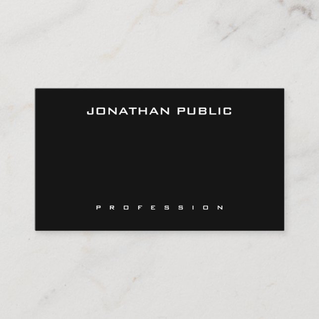 Trendy Modern Simple Elegant Black White Template Business Card (Front)