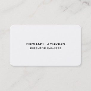 Trendy Modern Simple Plain White Executive Manager Business Card