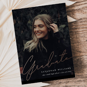 Trendy Modern Simple Script Two Photo Graduation