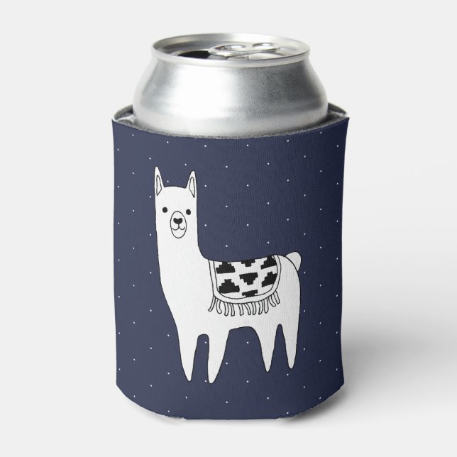 Trendy Modern Sketchy Aztec Llama Can Cooler (Can Front)