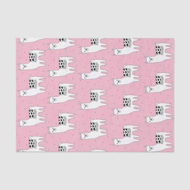 Trendy Modern Sketchy Llamas Tissue Paper (Front)