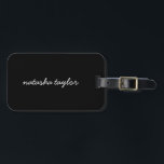 Trendy Modern Solid Black Script Monogram Luggage Tag<br><div class="desc">Get ready for your next vacation or business travel with this Trendy Modern Solid Black Script Monogram Name Luggage Tag. Can be customized with your name of choice on the front and your contact details on the back.</div>