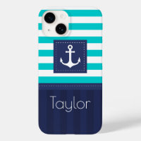 Trendy Modern Striped Nautical Design Custom Case-