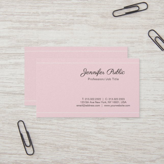 Trendy Modern Stylish Plain Luxury Premium Pearl Business Card (Front/Back In Situ)