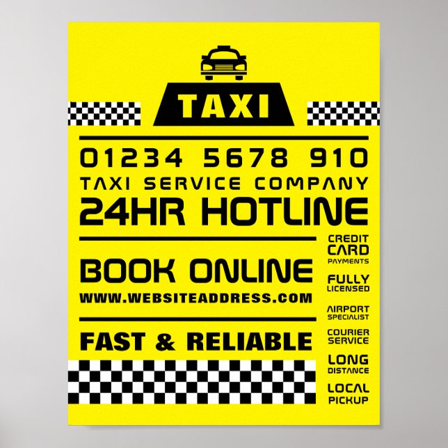 Trendy & Modern, Taxi Cab Firm Advertising Poster (Front)