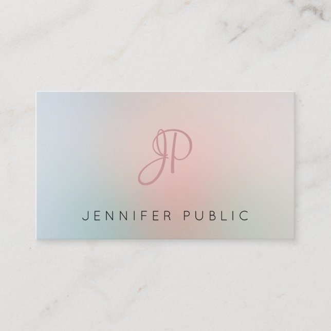 Trendy Modern Template Monogram Elegant Colours Business Card (Front)