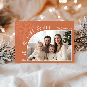 Trendy Modern Terracotta Photo Christmas Holiday Card