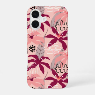 Trendy Modern Tropical Floral Pattern iPhone 16 Case