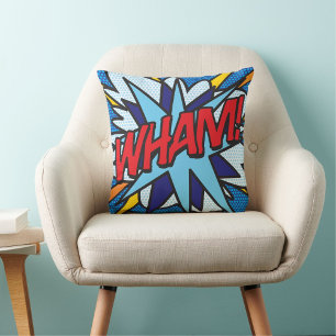 Trendy  Modern Typographic Comic Book Throw Pillow