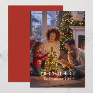 Trendy Modern Typography Family Christmas Photo Holiday Card