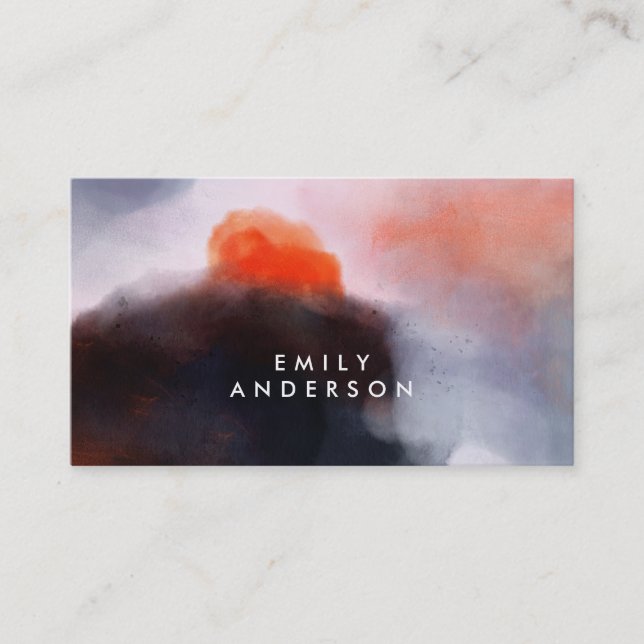 Trendy Modern Watercolor Abstract Art Business Card (Front)
