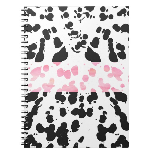 Trendy Modern Watercolor & Black Paint Splatter Notebook (Front)
