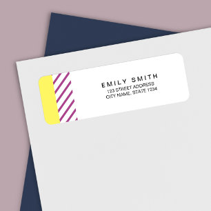 Trendy Modern Yellow and Purple Stripes Address