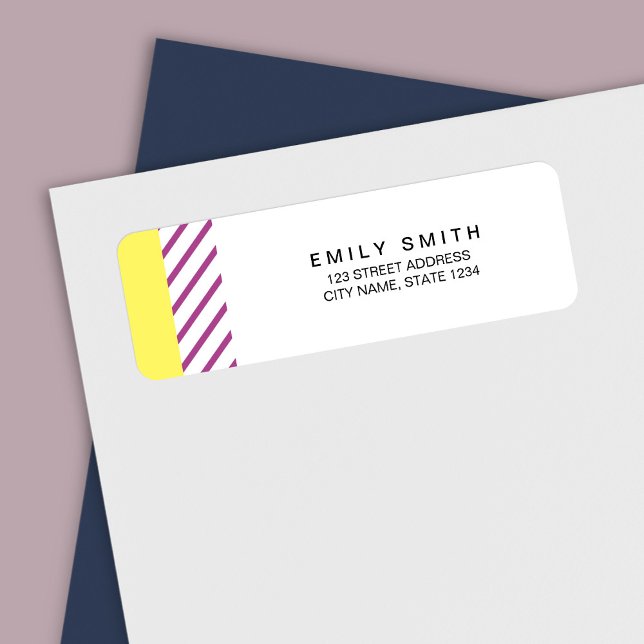 Trendy Modern Yellow and Purple Stripes Address (Creator Uploaded)