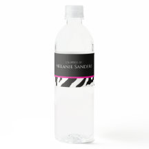 Trendy Modern Zebra bottle label with QR code