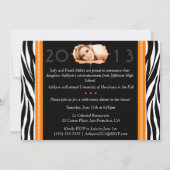 Trendy Modern Zebra Striped 2013 Graduation Invitation (Back)