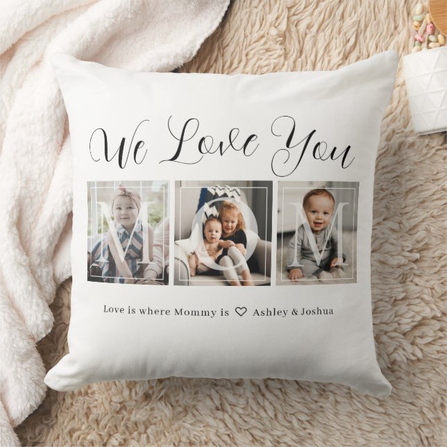 Trendy Mom Family Photo Collage Lumbar Pillow (Blanket)