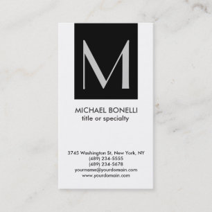 Trendy Monogram Black White Simple Business Card