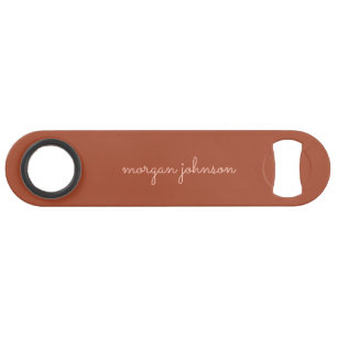 Trendy Monogram   Burnt Orange + Blush Script Name Bar Key