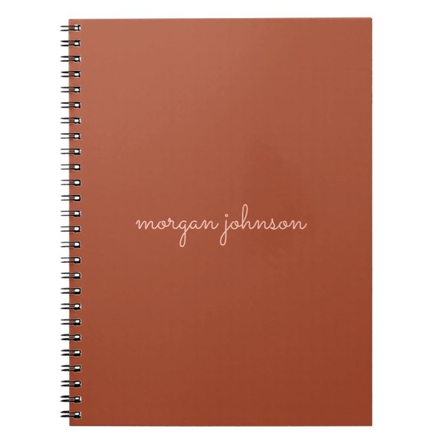 Trendy Monogram | Burnt Orange + Blush Script Name Notebook (Front)