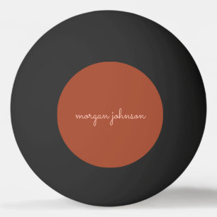 Trendy Monogram   Burnt Orange + Blush Script Name Ping Pong Ball