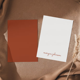 Trendy Monogram   Burnt Orange Script Name Card