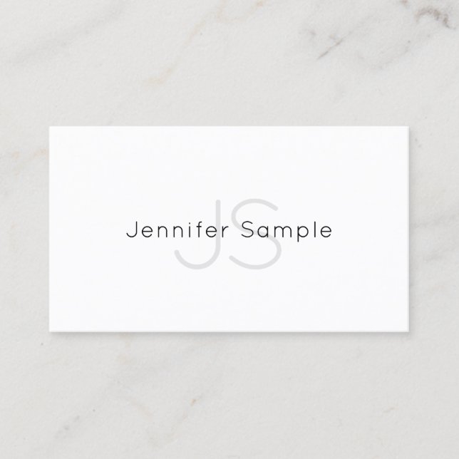 Trendy Monogram Design Minimalistic Plain Luxury Business Card (Front)