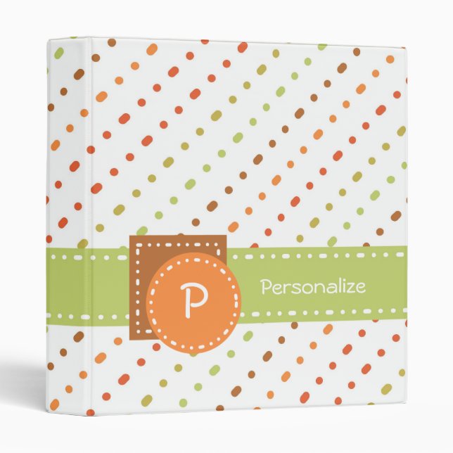 Trendy Monogram Dotted Stripes With Name Binder (Front/Spine)