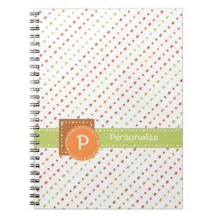 Trendy Monogram Dotted Stripes With Name Notebook