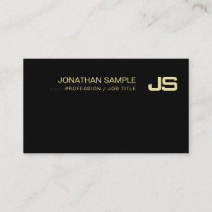 Trendy Monogram Gold Look Design Elegant Plain Business Card