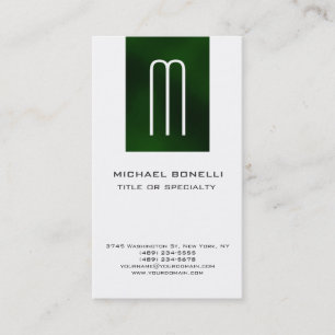 Trendy Monogram Green Stripe White Business Card