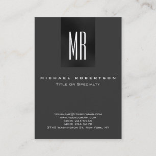 Trendy Monogram Grey White Chubby Business Card