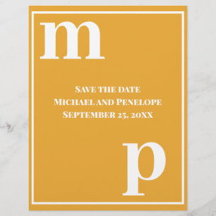 Trendy Monogram Marigold Budget Save the Date  Flyer