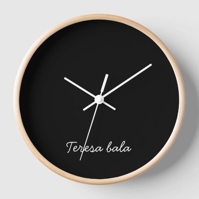 Trendy Monogram Modern Black Script Design Clock (Front)