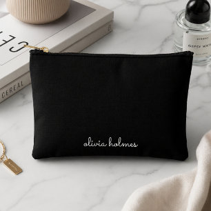 Trendy Monogram   Modern Black Script Name Accessory Pouch