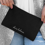 Trendy Monogram | Modern Black Script Name Accessory Pouch<br><div class="desc">A simple stylish custom monogram design in an informal casual handwritten script typography in striking monochrome black and white. The monogram can easily be personalized to make a design as unique as you are! The perfect trendy bespoke gift or accessory for any occasion.</div>